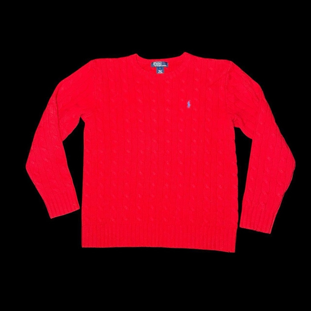 Polo by Ralph Lauren Red Cable-Knit Crewneck Sweater